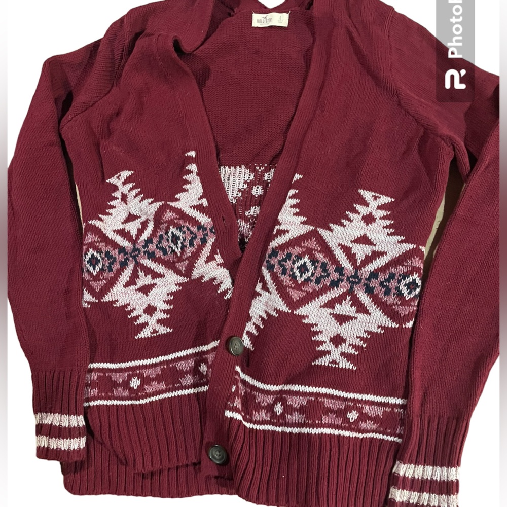 Hollister Aztec Sweater Women’s Large Red